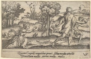 Atalante et Hippomène, au premier plan Atalante s