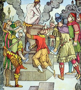 La vengeance de Virgile, gravure sur bois du 16ème siècle par Virgil Solis - Virgilius the elder Solis