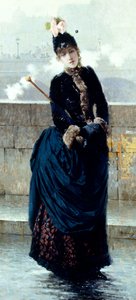 Dame sur un pont à Paris par Vittorio Matteo Corcos (1859-1933)