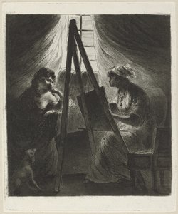 Femme peintre à son chevalet - Vivant Denon
