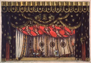 Décor préparatoire pour la pièce de théâtre "Le destructeur de Jérusalem" d