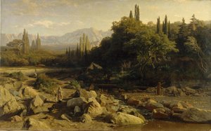 La Crimée. Paysage de montagne avec rivière, 1868