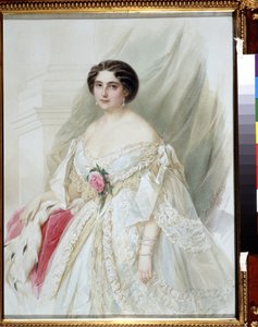 Portrait de dame à la cape de fourrure - Vladimir Ivanovich Hau