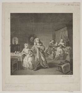 La chambre de naissance, acte III, scène 6. Gravure d