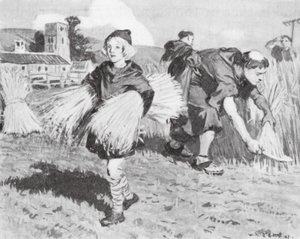 Bède dans le champ de récolte (lithographie) - W.R.S. (after) Stott