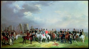 La grande réunion de chasse du Wiltshire tenue à Amesbury, 16, 17, 18, 19 et 20 mars 1847, avec Stonehenge au-delà, 1847 - W. Barraud