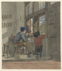 Cordonnier dans son atelier