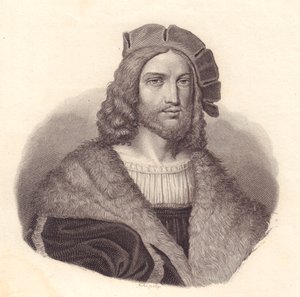 Portrait du poète italien Antonio Tebaldeo (1463-1537), gravure sur cuivre d