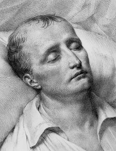 Portrait de Napoléon Bonaparte (1769-1821) sur son lit de mort, lithographie - John Ward Dunsmore