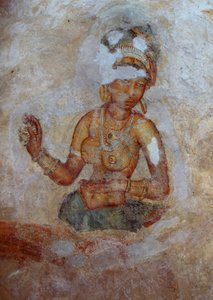 Sri Lanka, fresque de filles dans le complexe archéologique de Sigiriya (Liste du patrimoine mondial de l