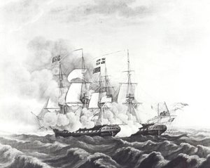 USS Constitution et HMS Guerriere - John Ward Dunsmore