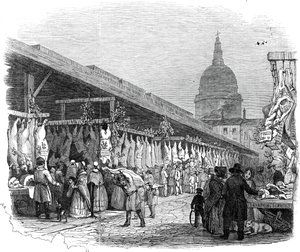 Marché de Newgate, la veille de Noël, 1845 - W. J. Linton