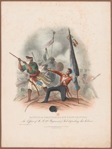 Bataille de Ferozeshah, 21 et 22 décembre 1845. Un officier du 9e Régiment défendant ses couleurs - W. Kohler