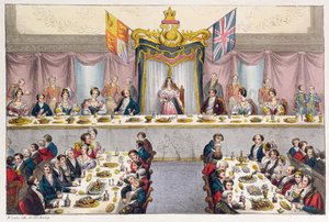 La Reine Victoria (1819-1901) buvant à la santé des citoyens de Londres au banquet du Guildhall, 1837 - W. Lake