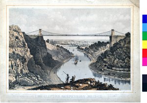 Pont suspendu de Clifton, c.1864 (lithographie en couleur sur papier) - W. T. Webb
