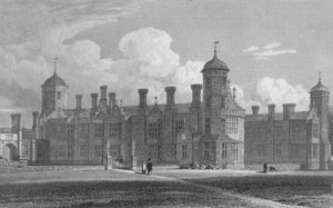 Cobham Hall, vue nord-ouest Kent, 1823 - W. Wallis