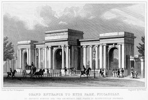 Grande entrée de Hyde Park, Piccadilly, Westminster, Londres, 19e siècle
