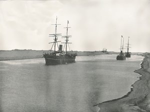Navires sur le canal de Suez, Kantara, Égypte, 1895 - W and S Ltd
