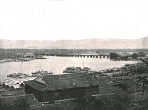 Le fleuve Min et le grand pont, Foochow, Chine, 1895 - W and S Ltd