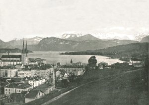 Vue de Lucerne et de ses montagnes, Suisse, 1895 - W and S Ltd
