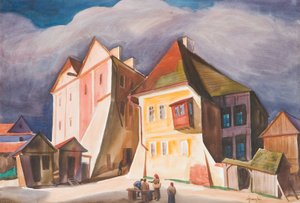 Vue de Kazimierz sur la Vistule - Władysław Skoczylas