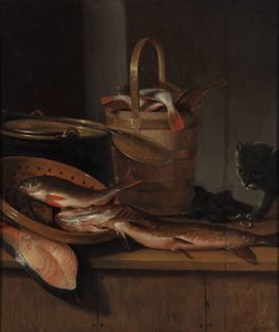 Nature morte avec poisson et chat, vers 1650-1660