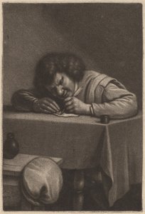 Un homme écrivant à une table