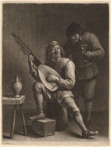 Le Joueur de luth et le buveur - Wallerant Vaillant after David Teniers the Younger