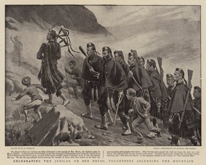 Célébration du Jubilé sur Ben Nevis, Volontaires montant la montagne - Walter Charles Horsley