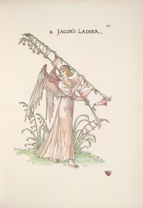 Une échelle de Jacob. Un ange tenant une échelle faite de plantes - Walter Crane