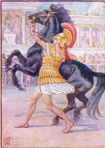 Il courut vers le cheval et saisit la bride, illustration de L