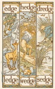 Mots rimant se terminant par la lettre E. Le Golden primer. - Walter Crane