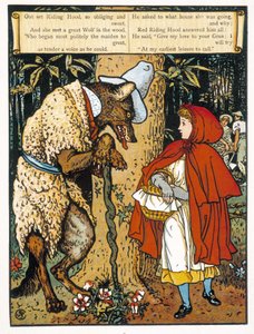 Le Petit Chaperon Rouge (rencontre avec le loup) - par John Lane, Walter Crane