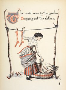 La servante était dans le jardin en train d