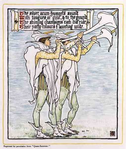 Trompettistes avec des lys, de Queen Summer - Walter Crane