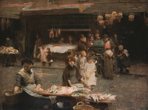 Le marché aux poissons, Patrick Street, Dublin, fin du 19ème siècle, vers 1930
