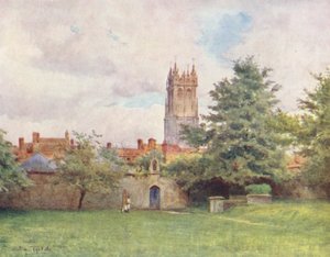 Wessex : Clocher de Glastonbury depuis les jardins de l