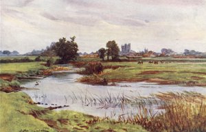 Wessex : La Stour, Wimborne Minster au loin - Walter Frederick Roofe Tyndale