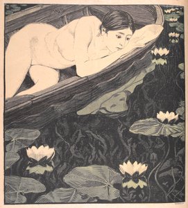 La botte. Une femme nue dans un bateau, regardant des nénuphars - Walter Georgi