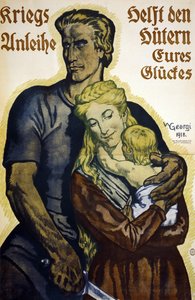 Première Guerre mondiale 1914-1918. Affiche allemande pour les abonnés aux obligations de guerre
