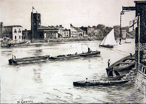 Vieille église de Chelsea depuis Battersea