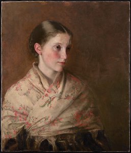 Une fille au châle (huile sur toile) - Walter Henry Truscott