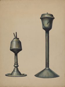 Deux lampes à huile, vers 1938