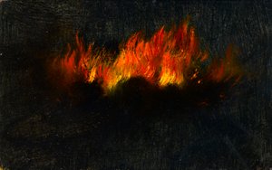 Zeppelin en flammes vu à travers un télescope depuis Southfields, 3 septembre 1916