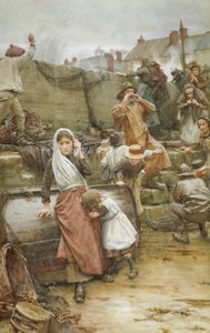 Scène de désastre dans un village de pêcheurs de Cornouailles - Walter Langley