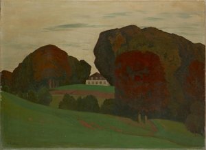 Paysage de parc danois avec villa