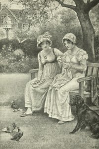 Jane Austen, cousant, avec sa sœur Cassandra dans le jardin du presbytère - Walter Paget