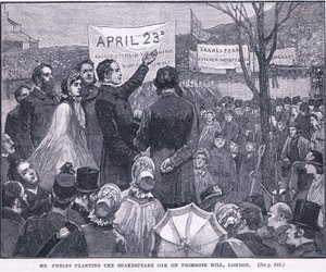 M. Phelps plantant le chêne de Shakespeare sur Primrose Hill, Londres 1864 AD - Walter Paget