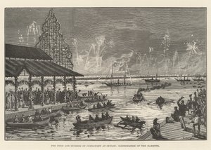 Le duc et la duchesse de Connaught à Ceylan, illumination du port - Walter Paget