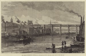 Le centenaire de George Stephenson à Newcastle-upon-Tyne, le pont à deux niveaux - Walter Paget